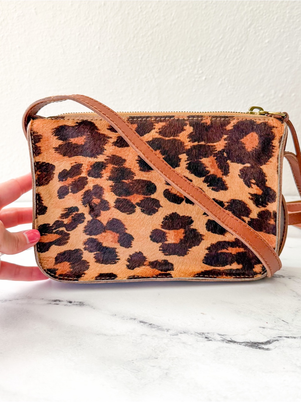 Madewell The Simple Crossbody Bag In Leather & Leopard Print Calf Fur — image 8 of 8